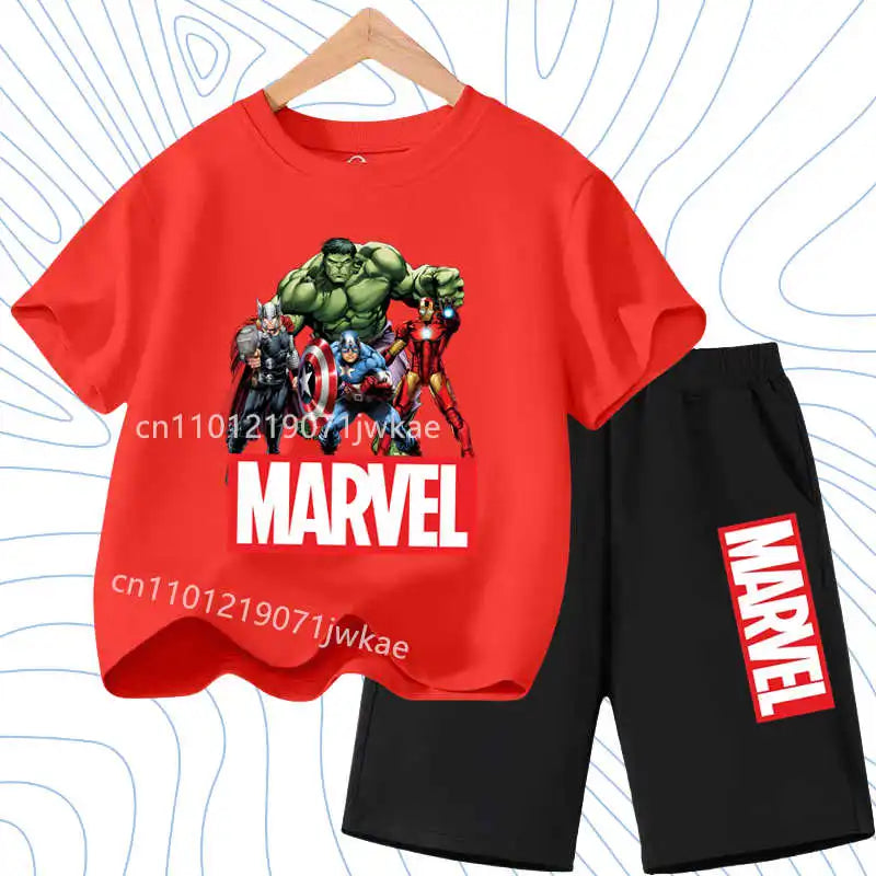 Summer Spider Man Kids Cartoon Short Sleeved Suit Children Clothing Casual Tracksuits T-shirt  Shorts 2pc/set for Boys Clothes