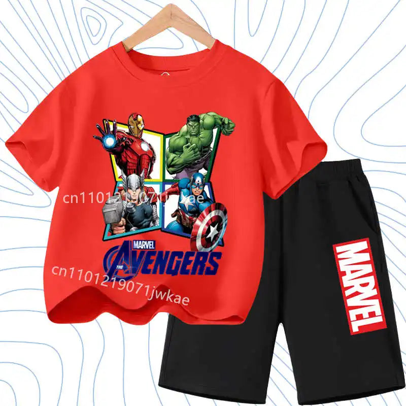 Summer Spider Man Kids Cartoon Short Sleeved Suit Children Clothing Casual Tracksuits T-shirt  Shorts 2pc/set for Boys Clothes