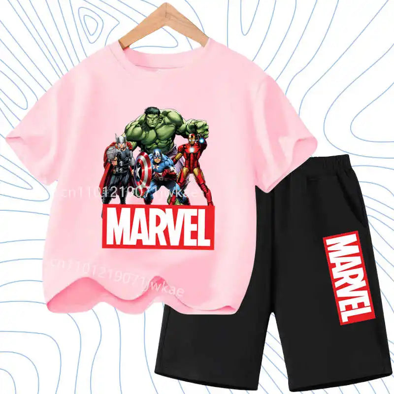 Summer Spider Man Kids Cartoon Short Sleeved Suit Children Clothing Casual Tracksuits T-shirt  Shorts 2pc/set for Boys Clothes