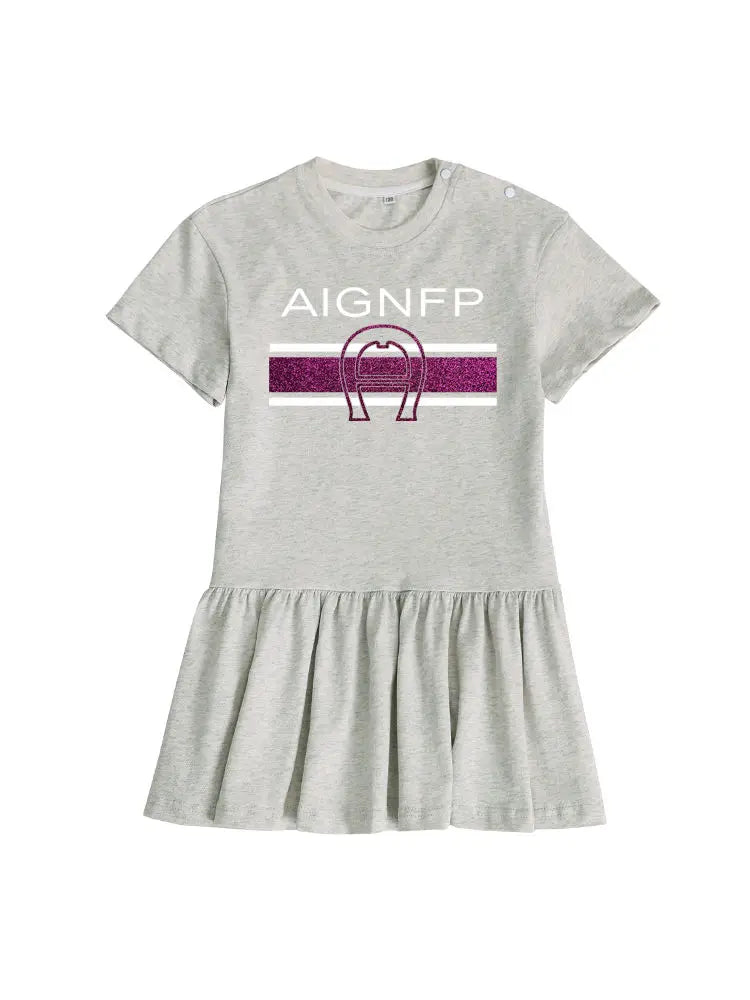 Everyday Wear Girls Dress 2025 Hot Sale Kids Summer Clothes Cotton Cute Letter Print Short sleeved Skirt Child Princess Dresses