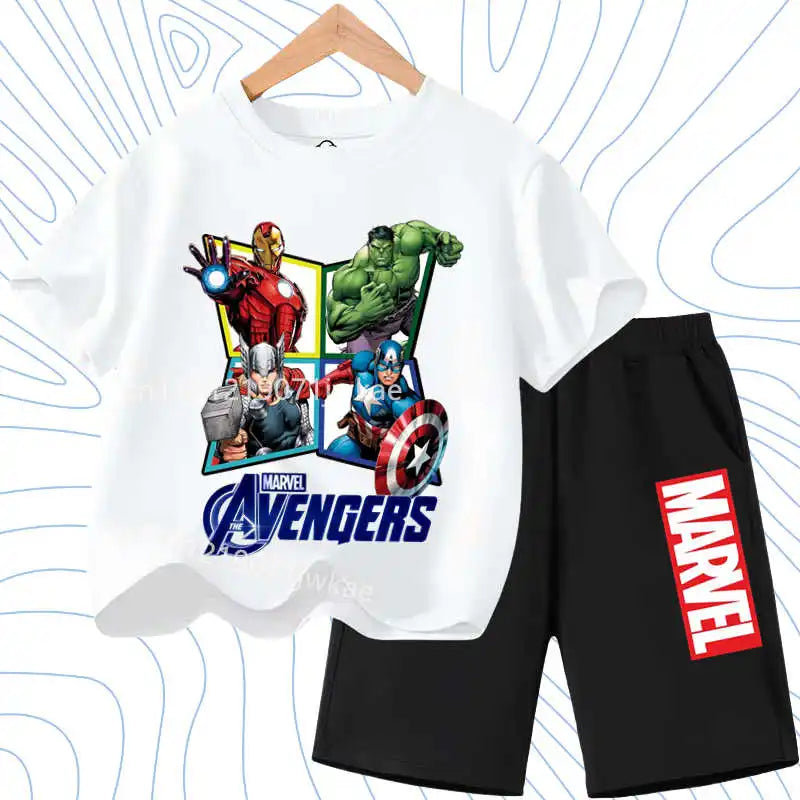 Summer Spider Man Kids Cartoon Short Sleeved Suit Children Clothing Casual Tracksuits T-shirt  Shorts 2pc/set for Boys Clothes
