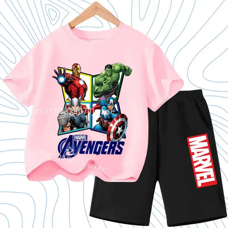 Summer Spider Man Kids Cartoon Short Sleeved Suit Children Clothing Casual Tracksuits T-shirt  Shorts 2pc/set for Boys Clothes