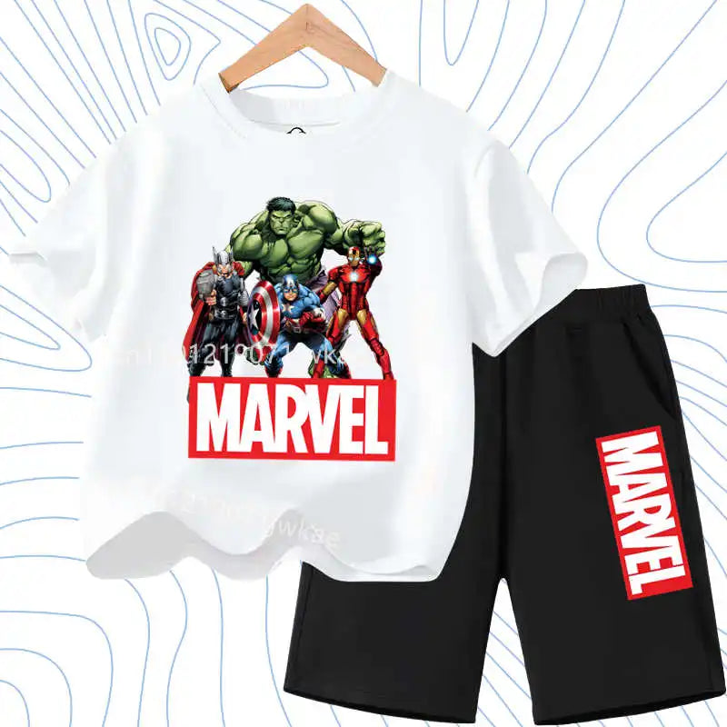 Summer Spider Man Kids Cartoon Short Sleeved Suit Children Clothing Casual Tracksuits T-shirt  Shorts 2pc/set for Boys Clothes