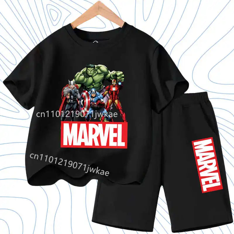 Summer Spider Man Kids Cartoon Short Sleeved Suit Children Clothing Casual Tracksuits T-shirt  Shorts 2pc/set for Boys Clothes