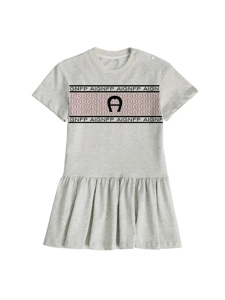 Everyday Wear Girls Dress 2025 Hot Sale Kids Summer Clothes Cotton Cute Letter Print Short sleeved Skirt Child Princess Dresses