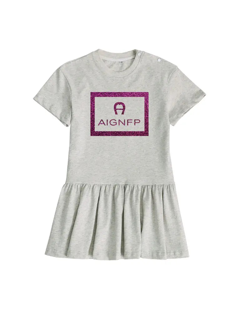 Everyday Wear Girls Dress 2025 Hot Sale Kids Summer Clothes Cotton Cute Letter Print Short sleeved Skirt Child Princess Dresses