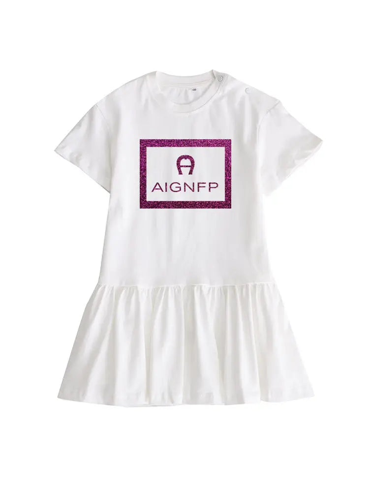 Everyday Wear Girls Dress 2025 Hot Sale Kids Summer Clothes Cotton Cute Letter Print Short sleeved Skirt Child Princess Dresses