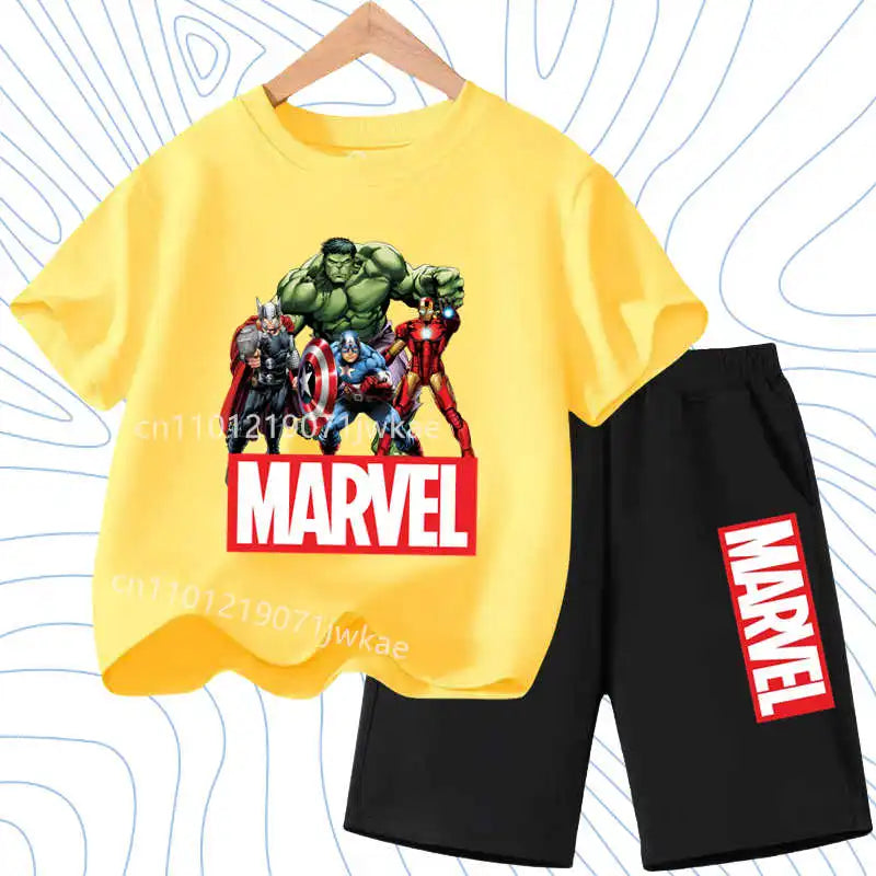 Summer Spider Man Kids Cartoon Short Sleeved Suit Children Clothing Casual Tracksuits T-shirt  Shorts 2pc/set for Boys Clothes
