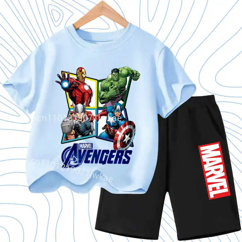 Summer Spider Man Kids Cartoon Short Sleeved Suit Children Clothing Casual Tracksuits T-shirt  Shorts 2pc/set for Boys Clothes