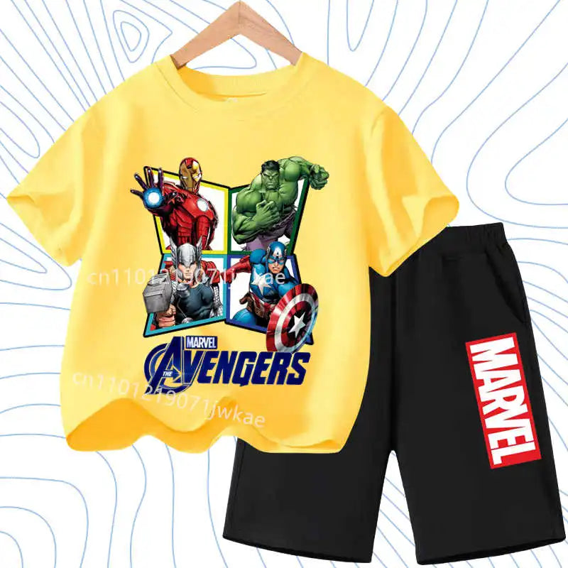 Summer Spider Man Kids Cartoon Short Sleeved Suit Children Clothing Casual Tracksuits T-shirt  Shorts 2pc/set for Boys Clothes