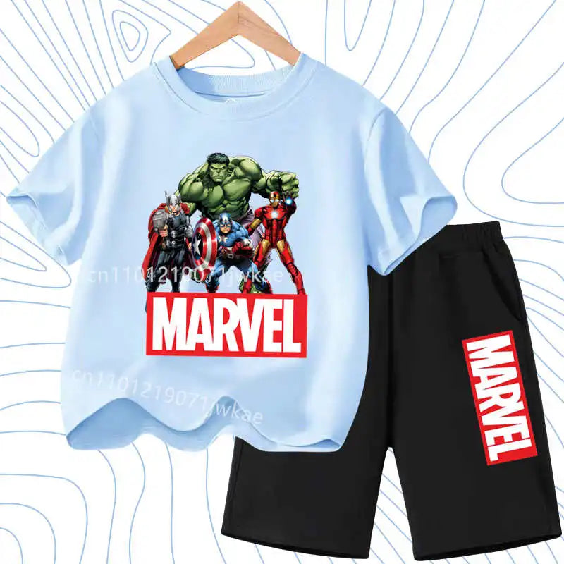 Summer Spider Man Kids Cartoon Short Sleeved Suit Children Clothing Casual Tracksuits T-shirt  Shorts 2pc/set for Boys Clothes
