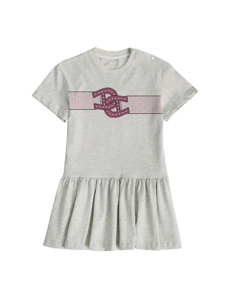 Everyday Wear Girls Dress 2025 Hot Sale Kids Summer Clothes Cotton Cute Letter Print Short sleeved Skirt Child Princess Dresses